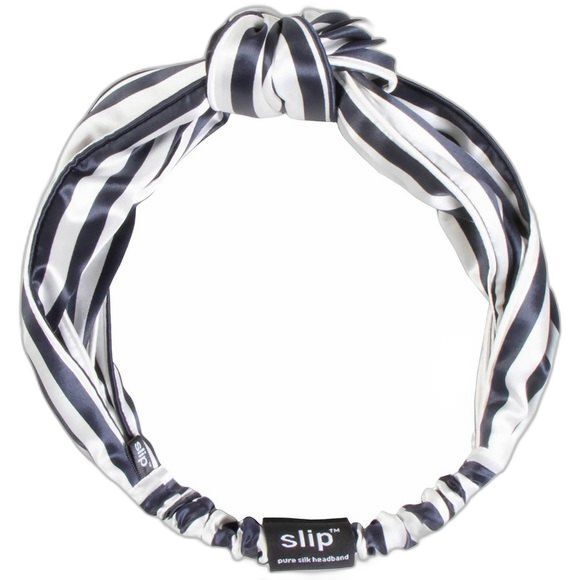 Slip Pure Silk Knot Headband Black White Stripe main image 4